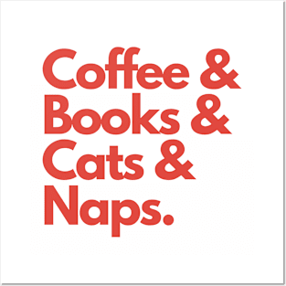 Coffee Books Cats and Naps Posters and Art